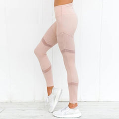 Work Out Pink Stitching Hollow Slim Legging