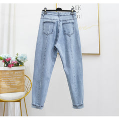 Jeans Woman High Waist Plus Size  Zipper