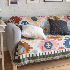 Rectangle Geometry Thread Decorative Sofa Blanket