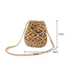 Handmade Woven Drawstring Bucket Shoulder Bag