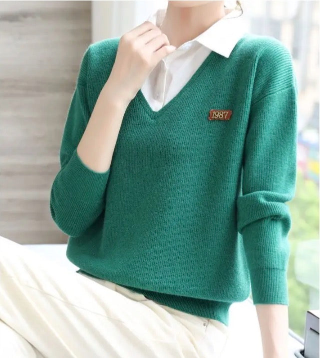 Autumn Winter Black Knit Pullover Sweater