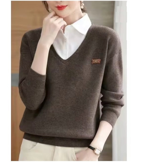 Autumn Winter Black Knit Pullover Sweater