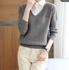 Autumn Winter Black Knit Pullover Sweater