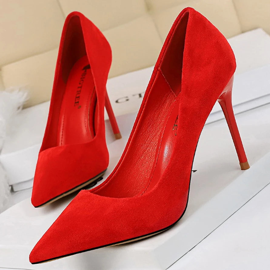 Shoes Suede Woman Pumps High Heels For Women Office Fashion