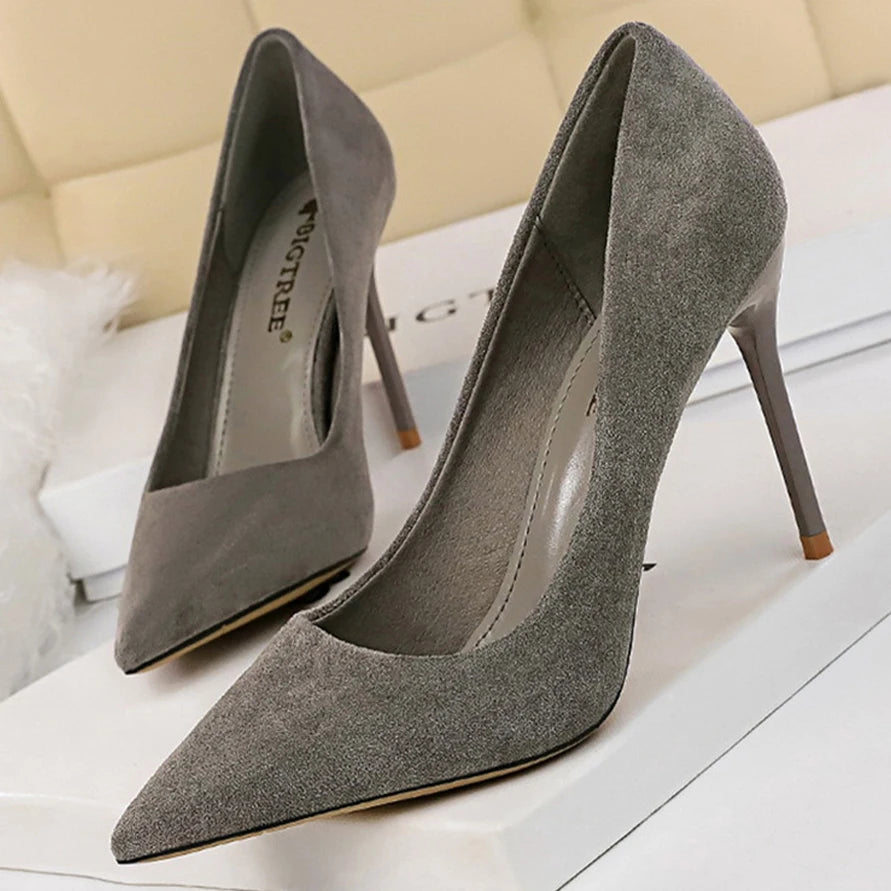 Shoes Suede Woman Pumps High Heels For Women Office Fashion