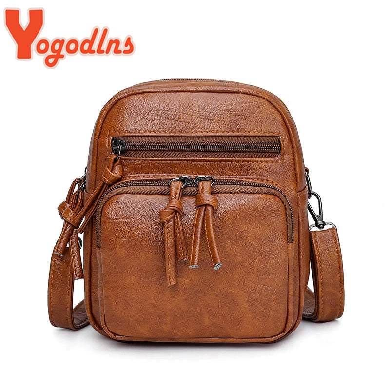 Vintage Crossbody Bag Women Soft PU Leather Shoulder Bag