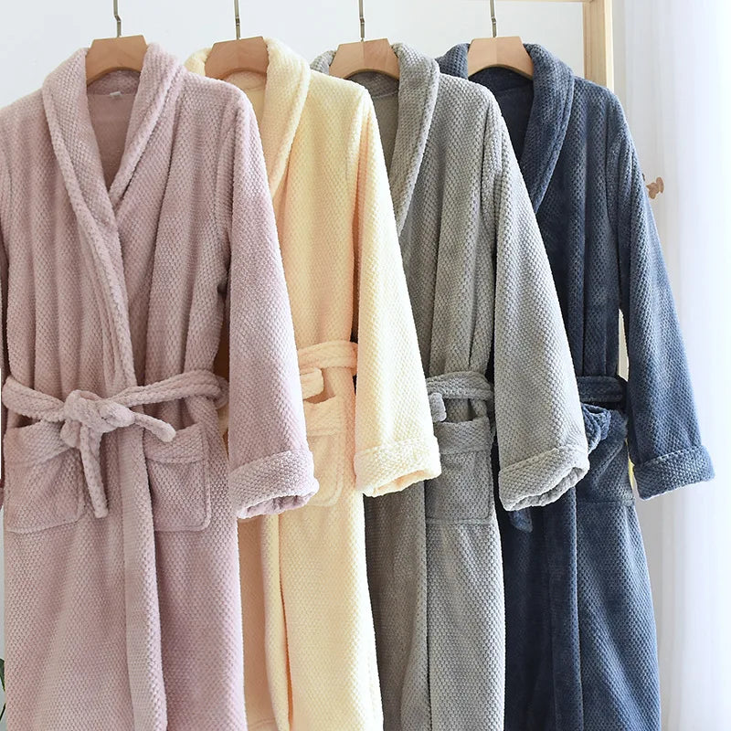 couple nightgown flannel thickened bathrobe plus size home robe