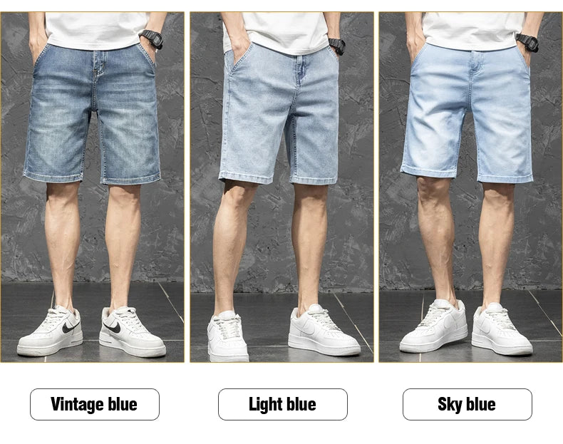 Summer Men's Retro Blue Short Jeans Classic Style Fashion