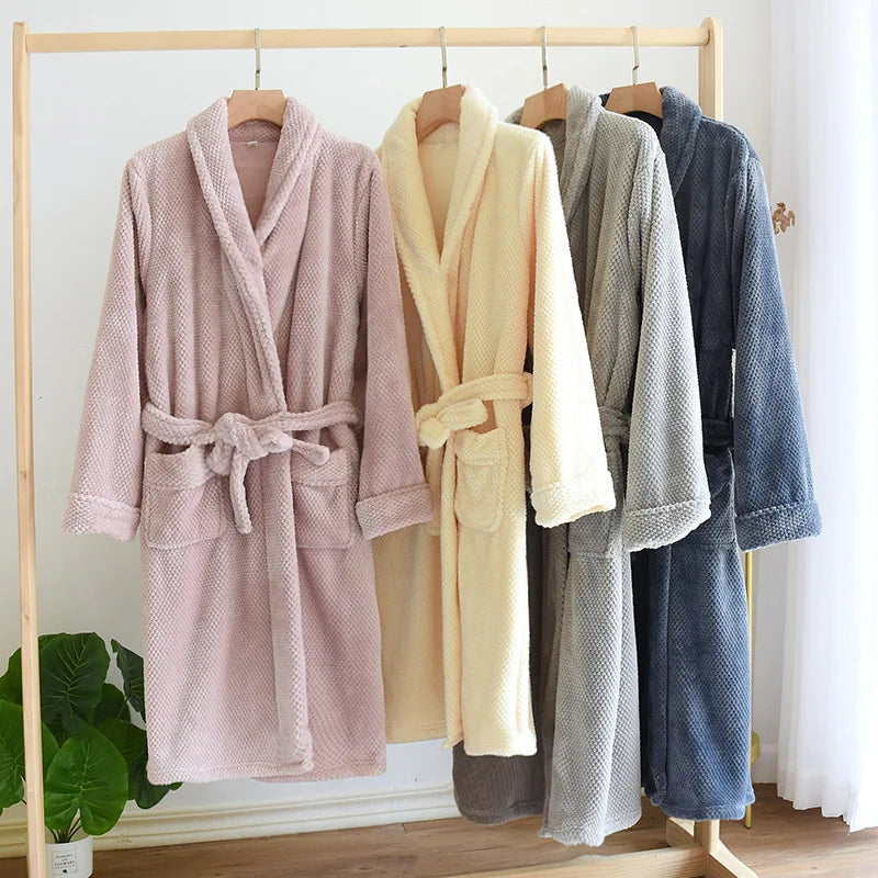 couple nightgown flannel thickened bathrobe plus size home robe