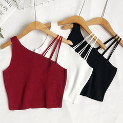 Women Plain Crop Tops Camisoles Off Shoulder