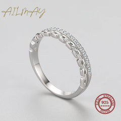 Fashion Zircon Chain Shape Stackable Finger Ring Jewelry