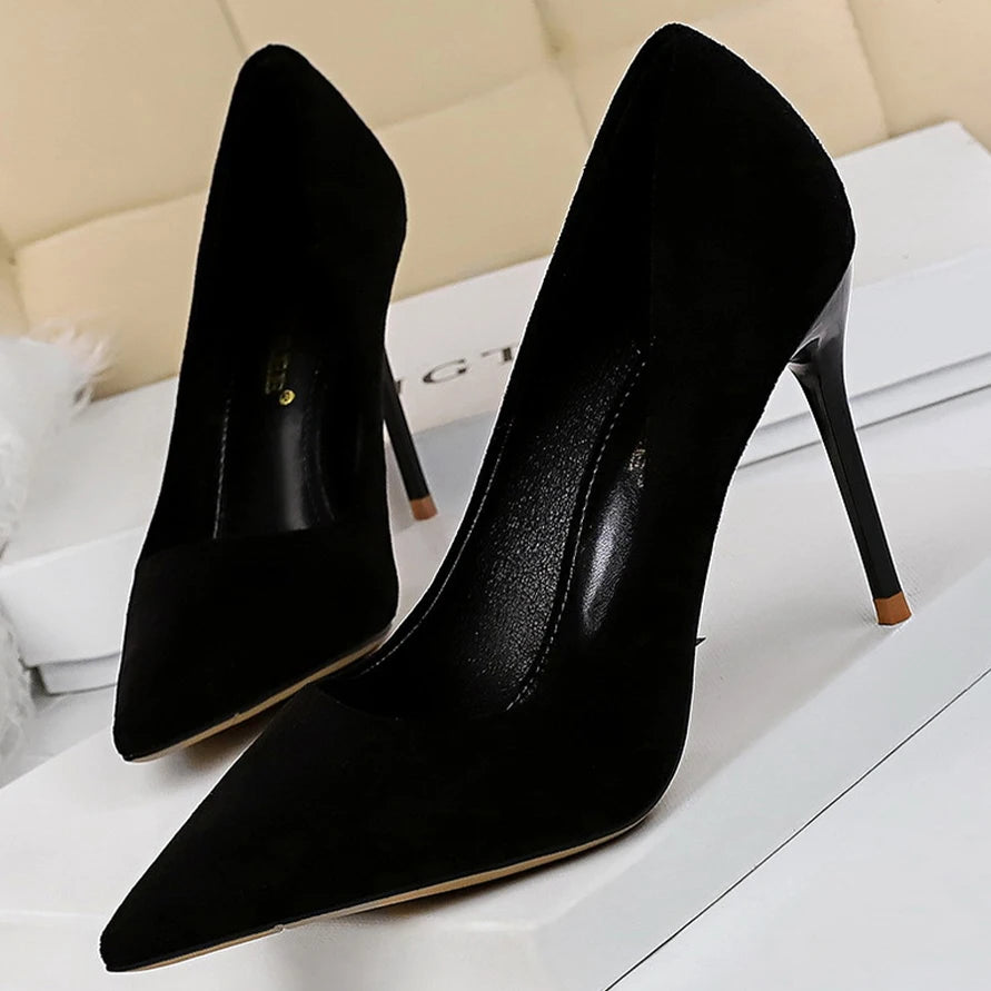 Shoes Suede Woman Pumps High Heels For Women Office Fashion