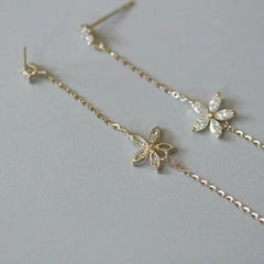 Long Tassel Zircon Flower Earrings Jewelry Accessories