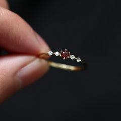 Simple Red Crystal Ring Women Small Cute Plated Jewelry