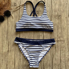 Striped Swimsuit Bikinis Push Up Swimwear W