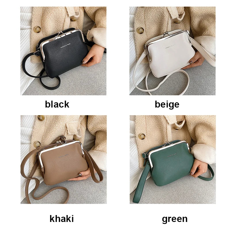 Simple Solid Color Shoulder Bag Female PU Leather Crossbody Bag