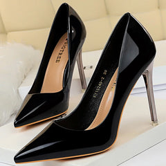 Shoes Pumps Patent Leather High Heels Stiletto Black Women Heels