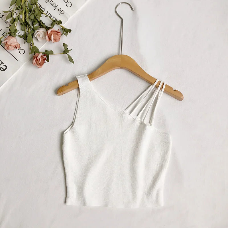 Women Plain Crop Tops Camisoles Off Shoulder