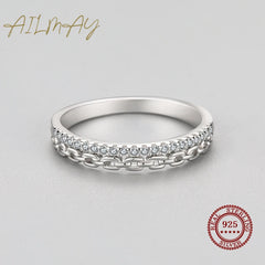 Fashion Zircon Chain Shape Stackable Finger Ring Jewelry