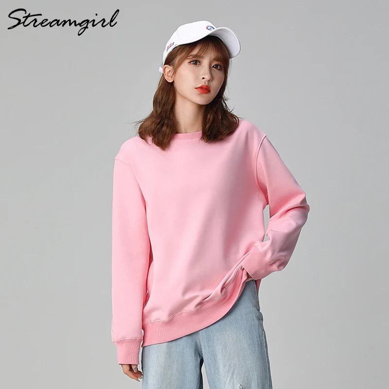 Sweatshirts Top Vintage Oversize Cotton Women Pullovers