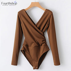 Fashion Long Sleeve Bodysuit Tops Blouses Casual