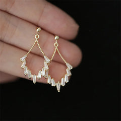 Geometric Crystal Earrings Women Light Plating  Jewelry Gift