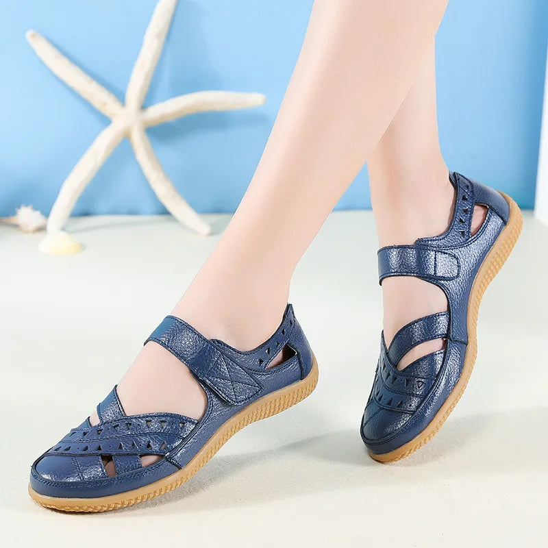 Hollow White Shoes Sandals Flats Loafers Summer Cool Plus Size