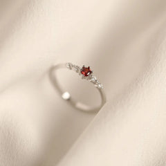 Simple Red Crystal Ring Women Small Cute Plated Jewelry