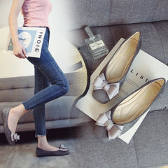 Flat shoes women fashion butterfly-knot square toe