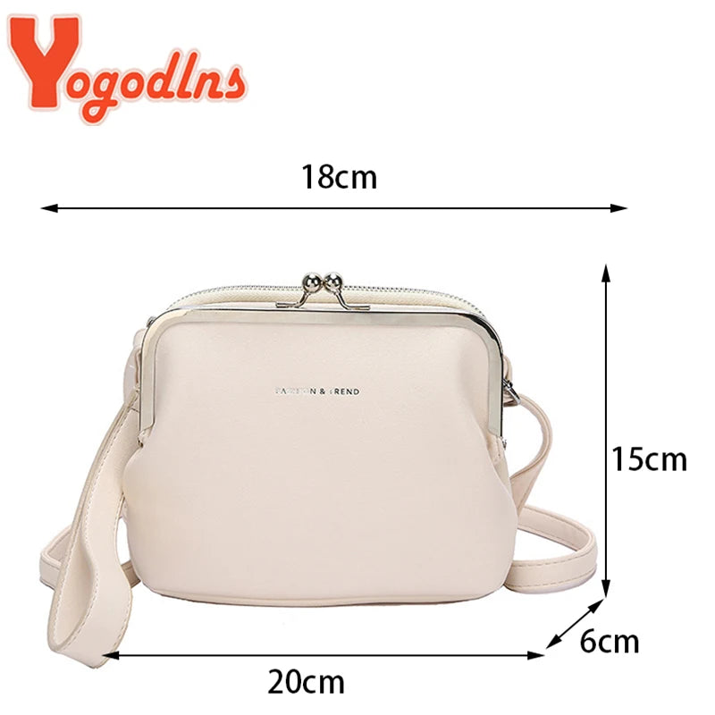 Simple Solid Color Shoulder Bag Female PU Leather Crossbody Bag