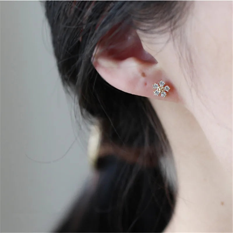 Silver Boho Small Flower Plating Earrings Casual Jewelry Accessories