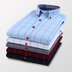 Men's Business Casual Plaid Shirt Fashion Classic Style