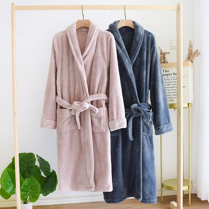 couple nightgown flannel thickened bathrobe plus size home robe