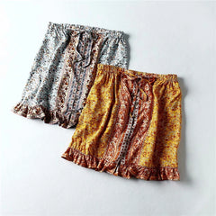 Floral Printed Bohemian Rayon Cotton Elastic Waist Mini Boho Skirts