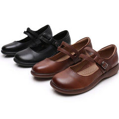 Women's Shoes Round Toe Belt Buckle Ladies Casual Flats Large Size