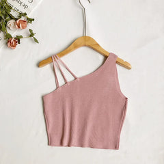 Women Plain Crop Tops Camisoles Off Shoulder
