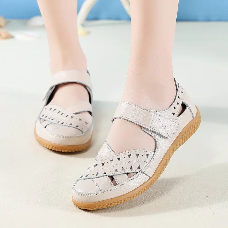 Hollow White Shoes Sandals Flats Loafers Summer Cool Plus Size