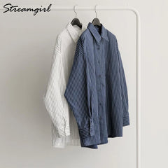 Shirt Blouse Fashion Stripe Office Button Up Shirt Long Sleeve