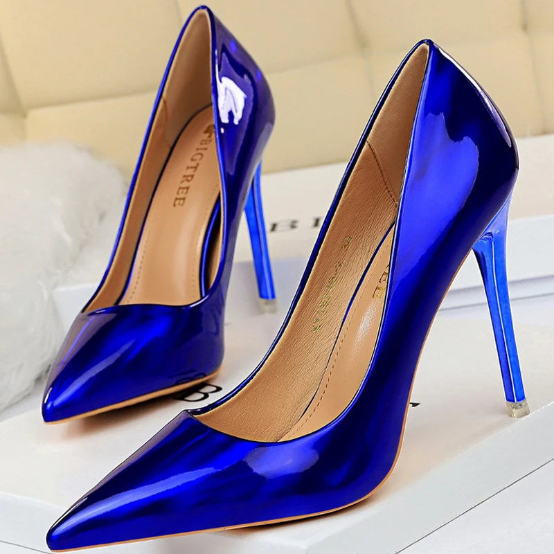 Shoes Pumps Patent Leather High Heels Stiletto Black Women Heels