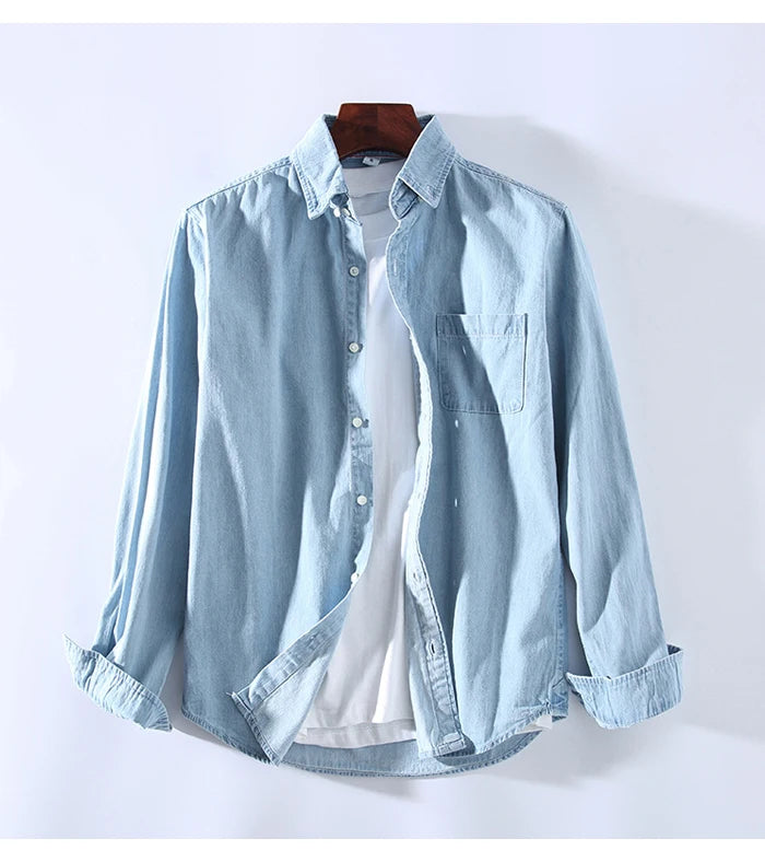 Casual Denim Fashion Casual Cotton Slim Fit Long Sleeve Shirt