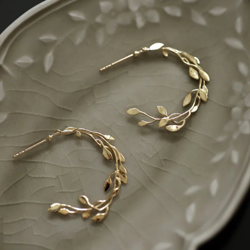 Simple Wrapping Olive Leaf Earrings Elegant Jewelry Accessories