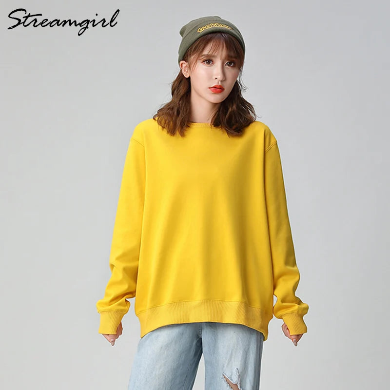 Sweatshirts Top Vintage Oversize Cotton Women Pullovers