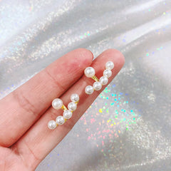 Pearl Stud Earrings for Geometric Crystal Zircon Stars Jewelry