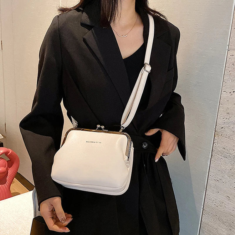 Simple Solid Color Shoulder Bag Female PU Leather Crossbody Bag