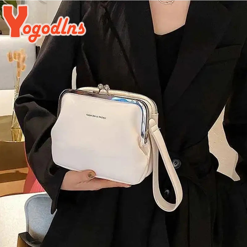 Simple Solid Color Shoulder Bag Female PU Leather Crossbody Bag