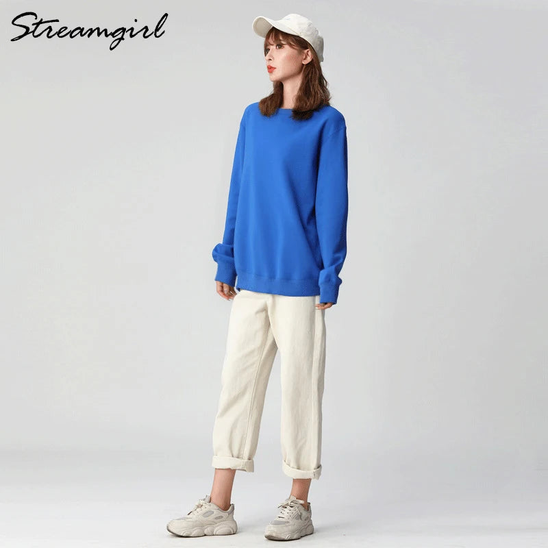 Sweatshirts Top Vintage Oversize Cotton Women Pullovers