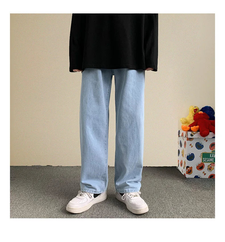 Men's Loose Jeans Streetwear Straight Baggy Wide Leg Pants