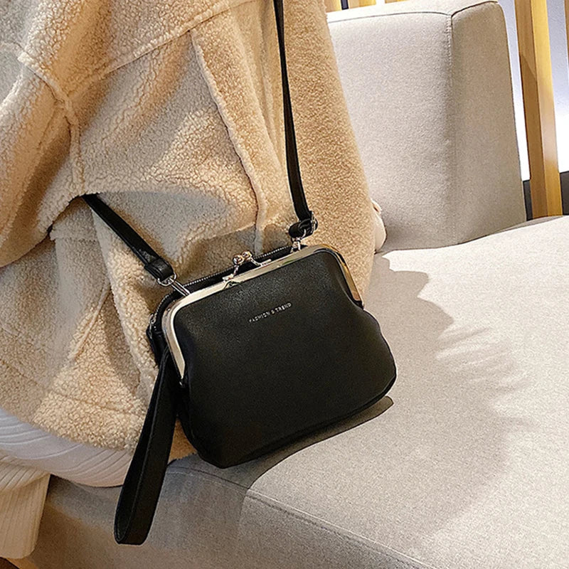 Simple Solid Color Shoulder Bag Female PU Leather Crossbody Bag