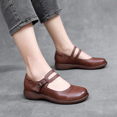 Women's Shoes Round Toe Belt Buckle Ladies Casual Flats Large Size