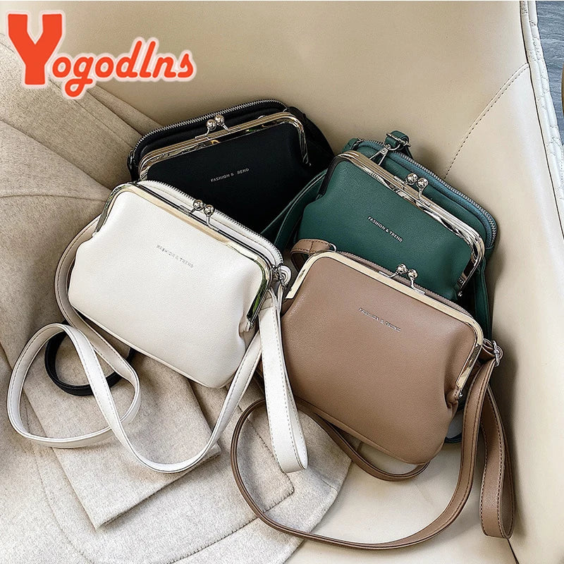 Simple Solid Color Shoulder Bag Female PU Leather Crossbody Bag